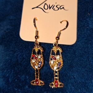 Champagne Glass Celebration Earrings NWT